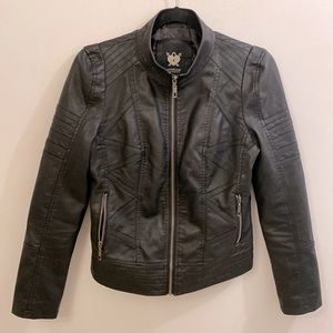 Lock&Love black faux leather moto jacket size XS.